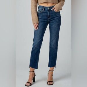 NWT Artemis Vintage Tummy Control High Rise Raw Step Hem Straight Jeans Ankle